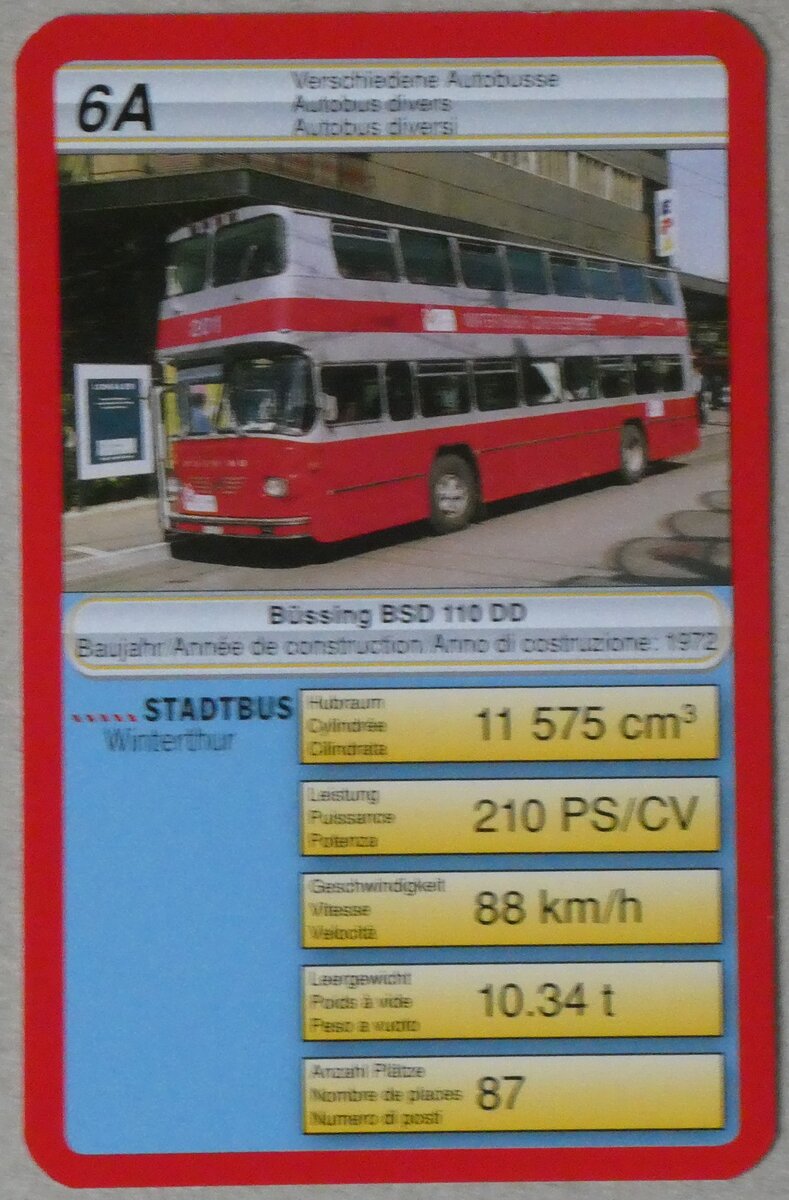 (263'957) - Quartett-Spielkarte mit SW B�ssing BSD 110 DD Nr. 201 am 23. Juni 2024 in Thun