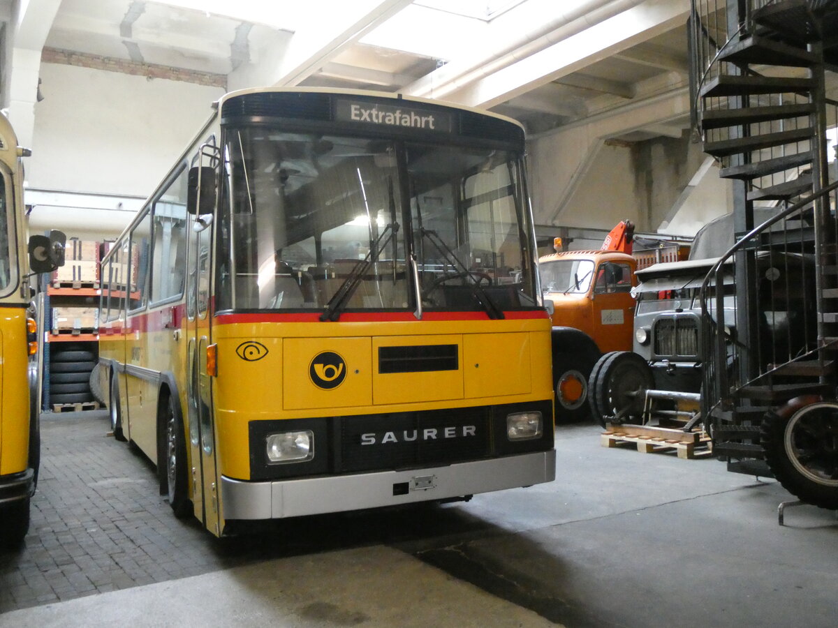 (264'047) - Oldtimer Club Saurer, Arbon - Saurer/T�scher (ex Schwizer, Goldach Nr. 2) am 27. Juni 2024 in Arbon, Saurermuseum Depot