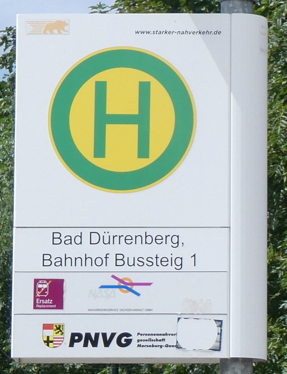 (264'568) - PNVG-Haltestellenschild - Bad D�rrenberg, Bahnhof - am 10. Juli 2024