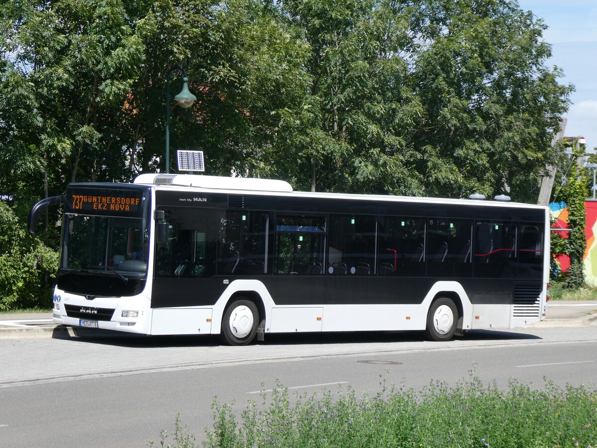 (264'592) - Reise & Touristik Service, Merseburg - MER-RT 8 - MAN am 10. Juli 2024 beim Bahnhof Bad D�rrenberg