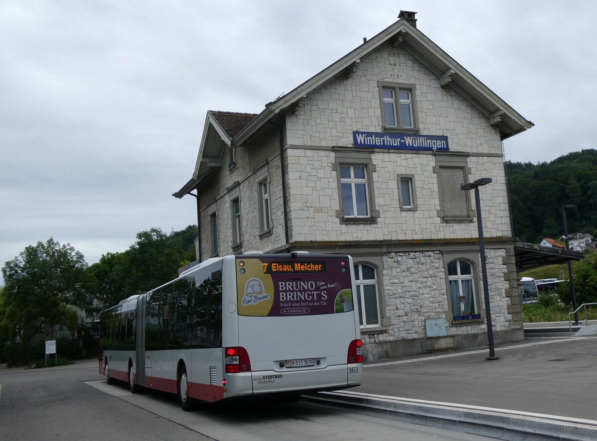 (264'846) - SW Winterthur - Nr. 363/ZH 511'363 - MAN am 17. Juli 2024 beim Bahnhof Winterthur W�lflingen