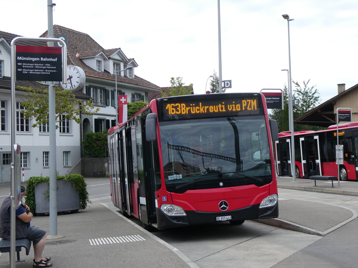 (264'947) - Bernmobil, Bern - Nr. 443/BE 855'443 - Mercedes am 23. Juli 2024 beim Bahnhof M�nsingen