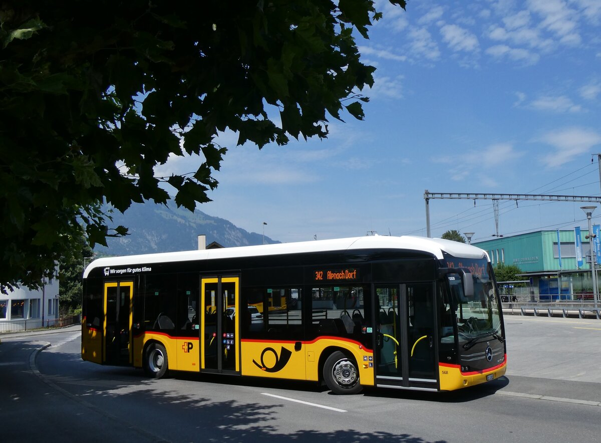 (265'050) - PostAuto Zentralschweiz (H�fliger) - Nr. 568/OW 11'868/PID 12'020 - eMercedes am 27. Juli 2024 beim Bahnhof Sarnen