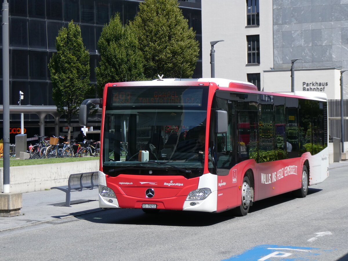 (265'494) - Steiner, Niedergesteln - Nr. 301/VS 79'211 - Mercedes (ex Vorf�hrfahrzeug EvoBus) am 8. August 2024 beim Bahnhof Visp