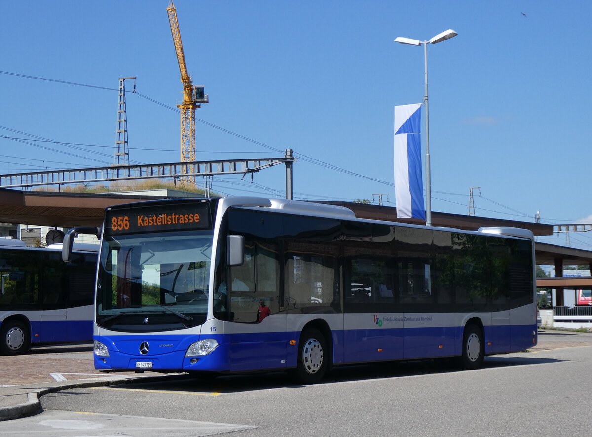 (265'656) - VZO Gr�ningen - Nr. 15/ZH 943'715 - Mercedes am 15. August 2024 beim Bahnhof Wetzikon