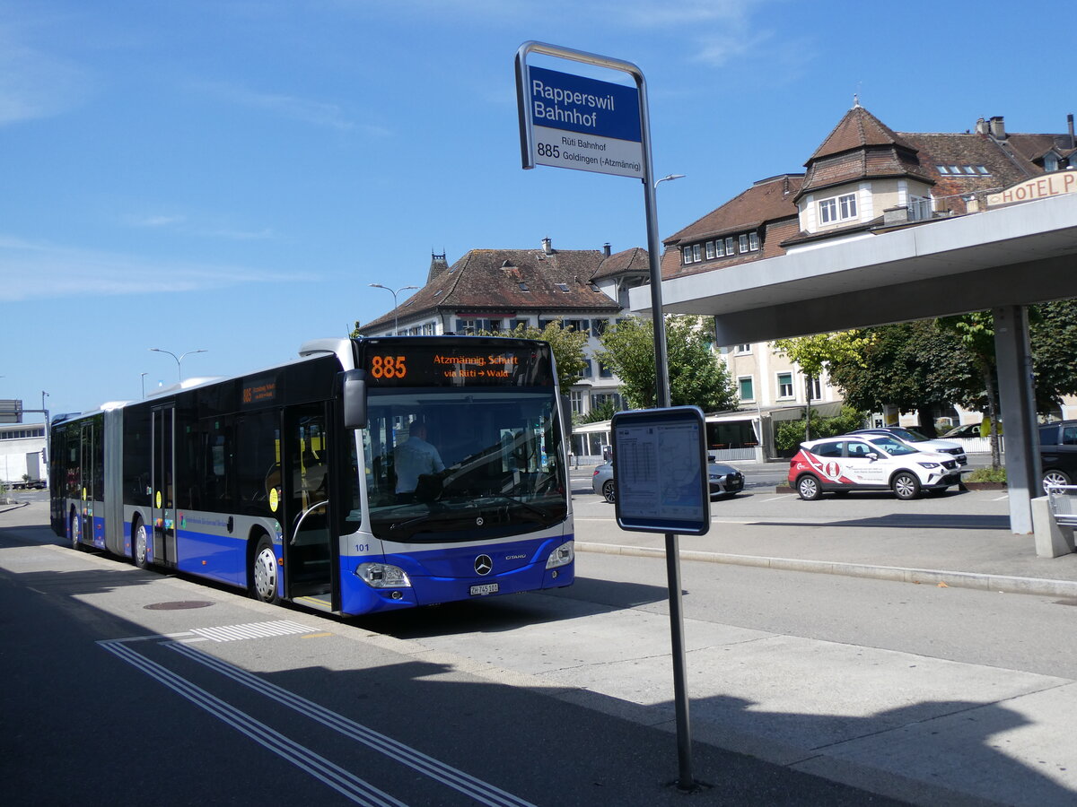 (265'661) - VZO Gr�ningen - Nr. 101/ZH 745'101 - Mercedes am 15. August 2024 beim Bahnhof Rapperswil