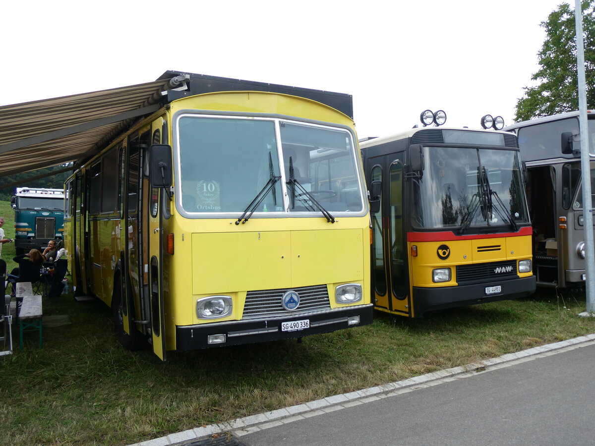 (265'792) - Grison, Ernetschwil - SG 490'336 - Saurer/T�scher (ex Vogt, Serneus Nr. 11; ex P 24'600) am 17. August 2024 in Neuhausen, Langriet