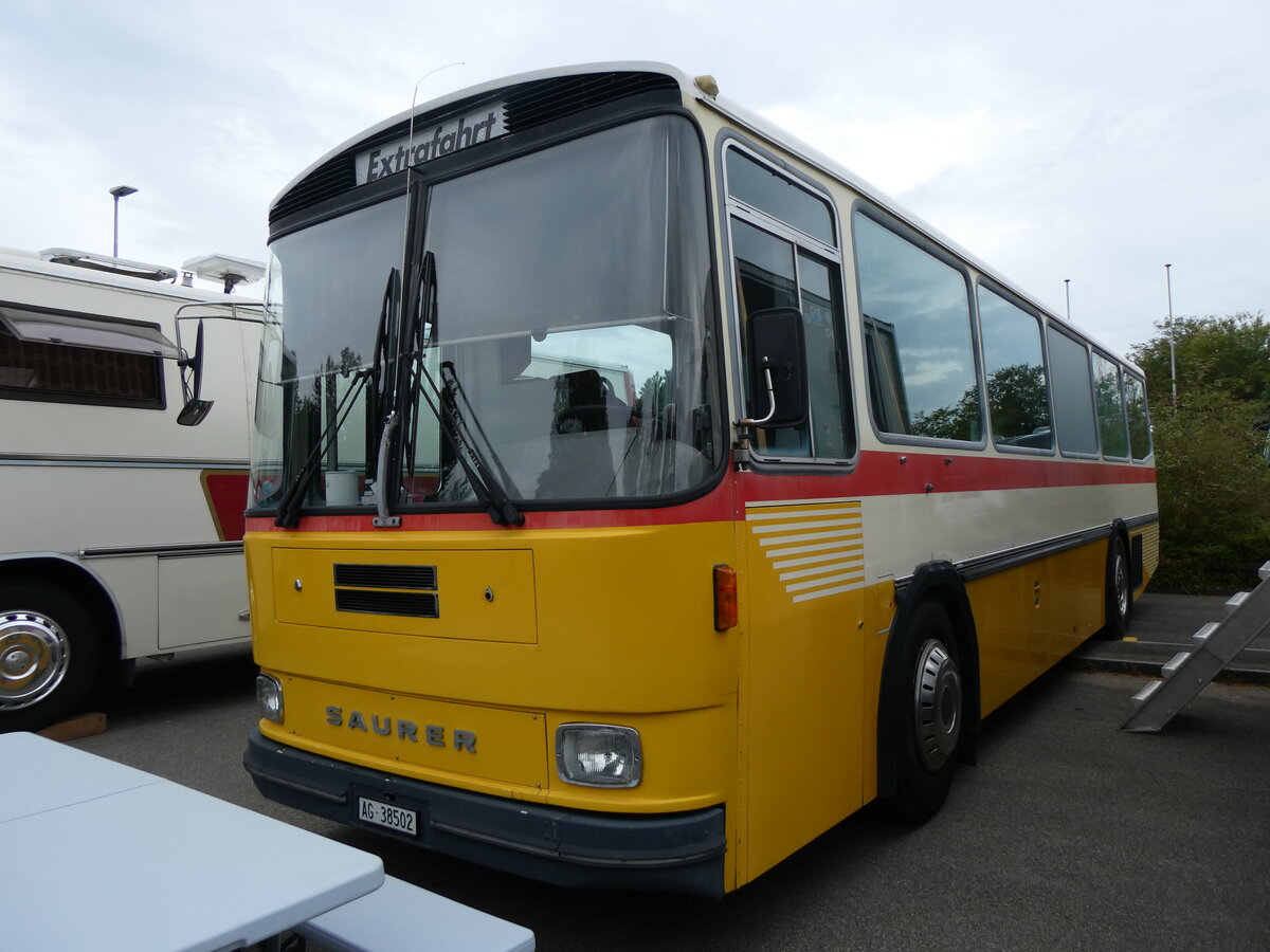 (265'815) - Pfluger, Unterkulm - AG 38'502 - Saurer/T�scher (ex R�llin, Regensdorf; ex P 24'272) am 17. August 2024 in Neuhausen, Langriet