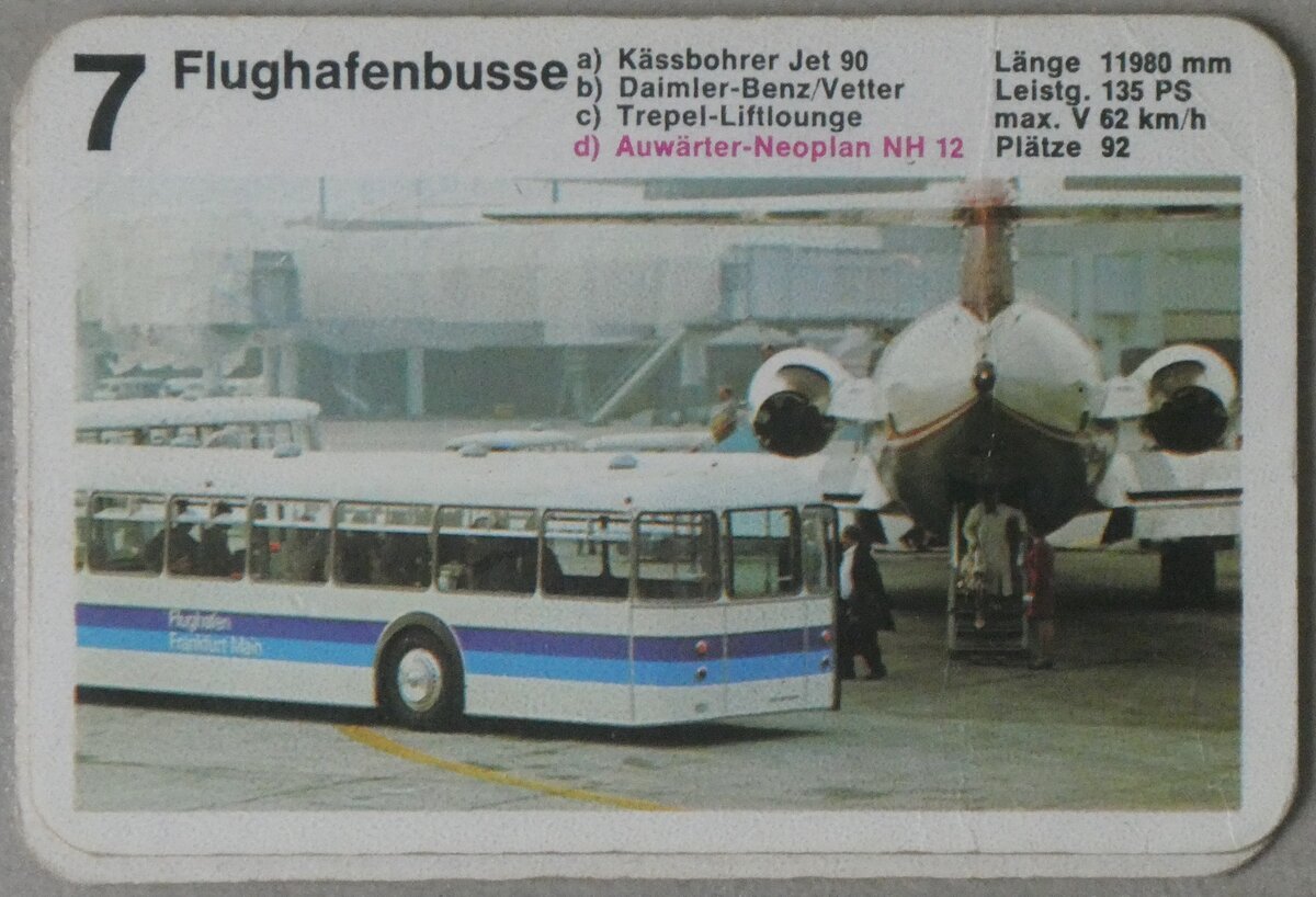 (266'151) - Aus Deutschland: Quartett-Spielkarte mit Auw�rter-Neoplan NH 12 am 25. August 2024 in Thun