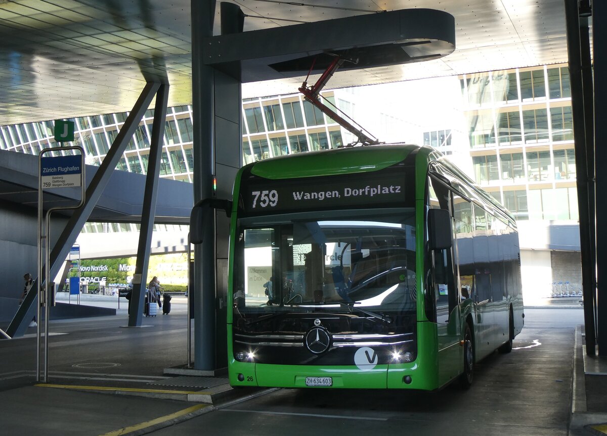 (266'274) - Welti-Furrer, Bassersdorf - Nr. 26/ZH 634'603 - eMercedes am 27. August 2024 in Z�rich-Flughafen