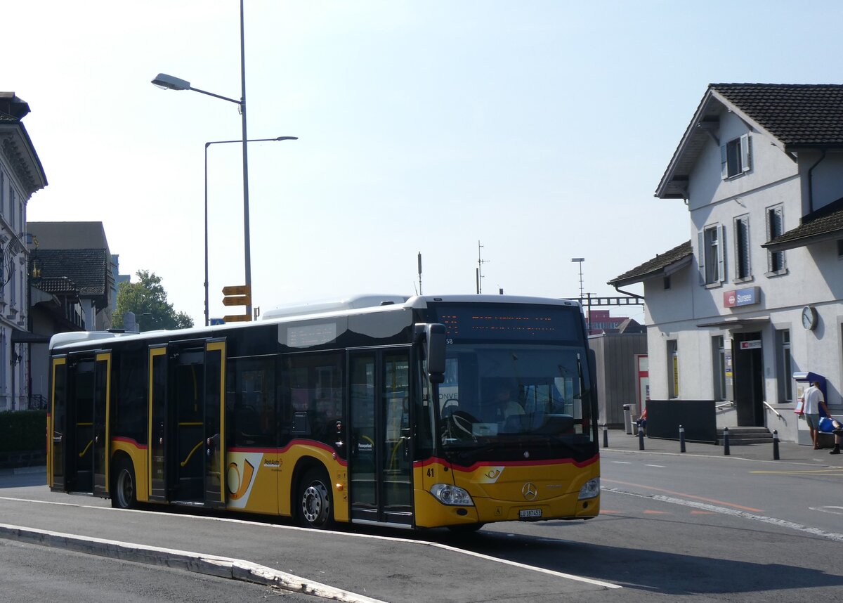 (266'322) - SB Trans, Sursee - Nr. 41/LU 187'453/PID 10'958 - Mercedes am 31. August 2024 beim Bahnhof Sursee