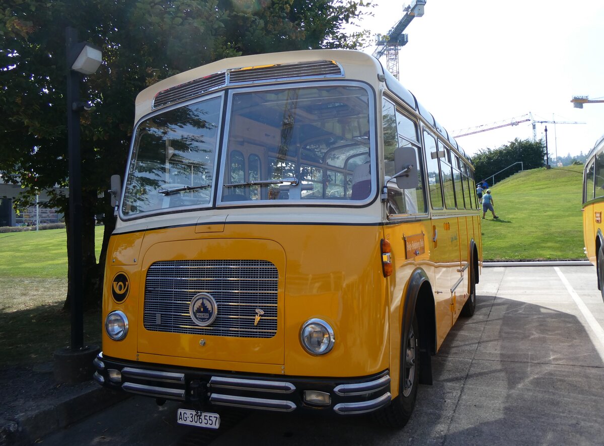 (266'331) - Streiff, Gelterkinden - AG 306'557 - Saurer/Gangloff (ex Oldie-Tours Z�risee, Wollerau; ex OTAG, Wald; ex Leibundgut, Obergoldbach; ex Krebs, Belpberg) am 31. August 2024 in Oberkirch, CAMPUS Sursee
