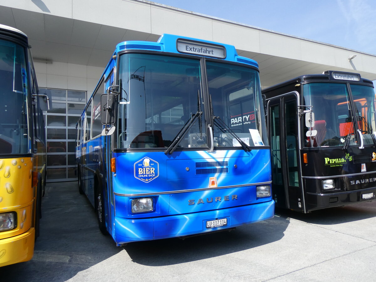 (266'351) - Party-Bus, Grosswangen - LU 117'114 - Saurer/R&J (ex H�sler, Rickenbach PID 2610) am 31. August 2024 in Oberkirch, CAMPUS Sursee