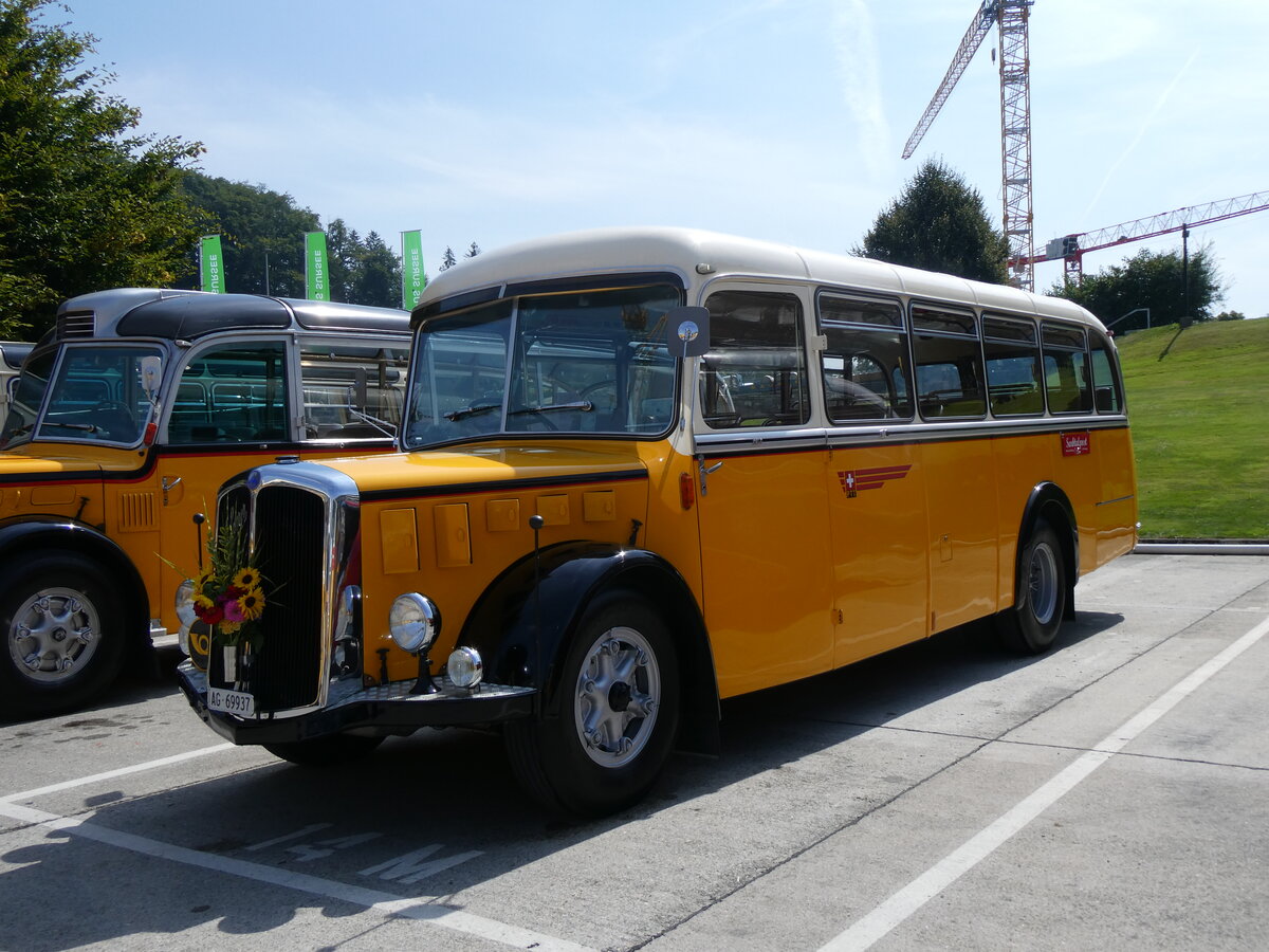 (266'415) - Bl�chlinger, Endingen - AG 69'937 - Saurer/T�scher (ex Dubach, Walde; ex Spescha, Andiast) am 31. August 2024 in Oberkirch, CAMPUS Sursee