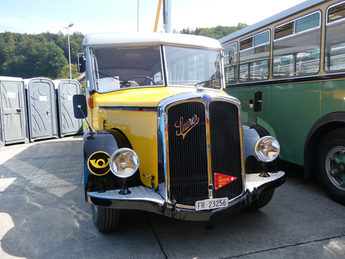 (266'457) - Schmutz, Vaulruz - FR 23'256 - Saurer/Saurer (ex Nestl�; ex P 23'019; ex P 2044) am 31. August 2024 in Oberkirch, CAMPUS Sursee