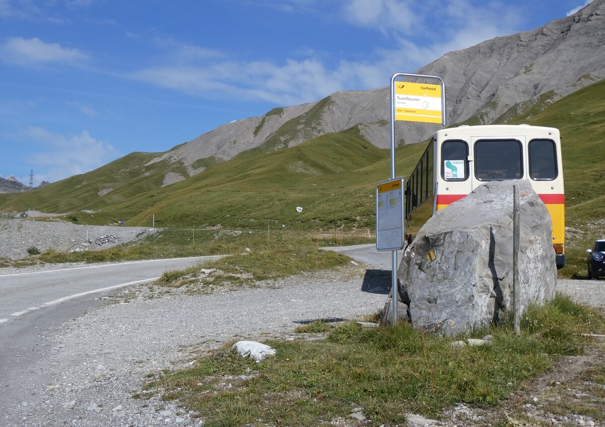 (266'532) - PostAuto-Haltestelle am 1. September 2024 in Savi�se, Tsanfleuron