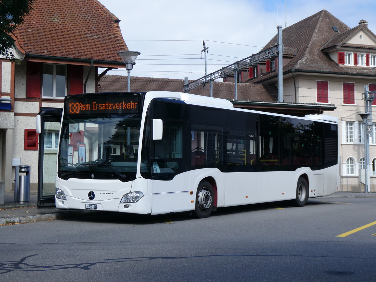 (266'675) - Intertours, Domdidier - Nr. 486/FR 300'486 - Mercedes (ex Wiener Linien, A-Wien Nr. 8122) am 6. September 2024 beim Bahnhof T�uffelen