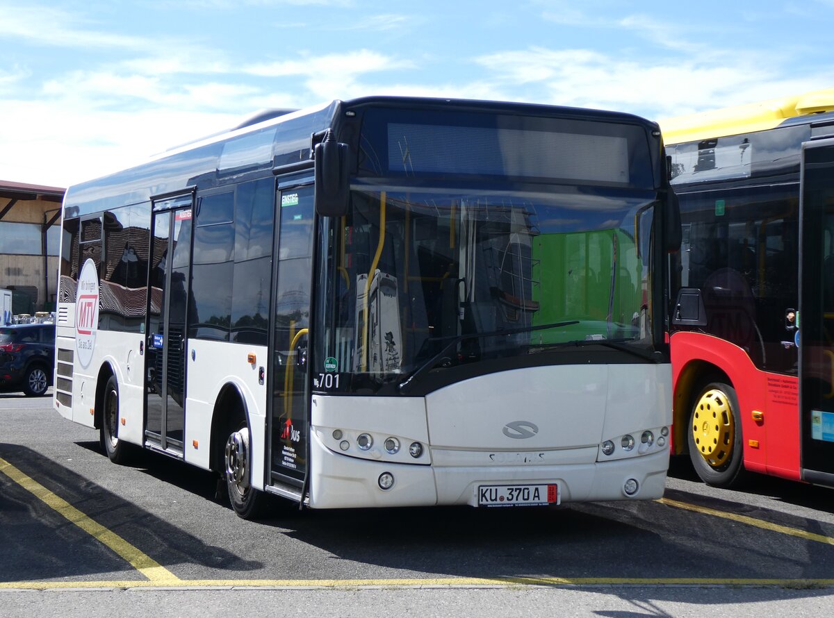 (266'685) - Aus Deutschland: HLB Hofheim - Nr. 701/KU 370 A - Solaris (ex SiMobil, I-Kastelruth Nr. 1251; ex SAD Bozen/I Nr. 1251) am 6. September 2024 in Kerzers, Interbus