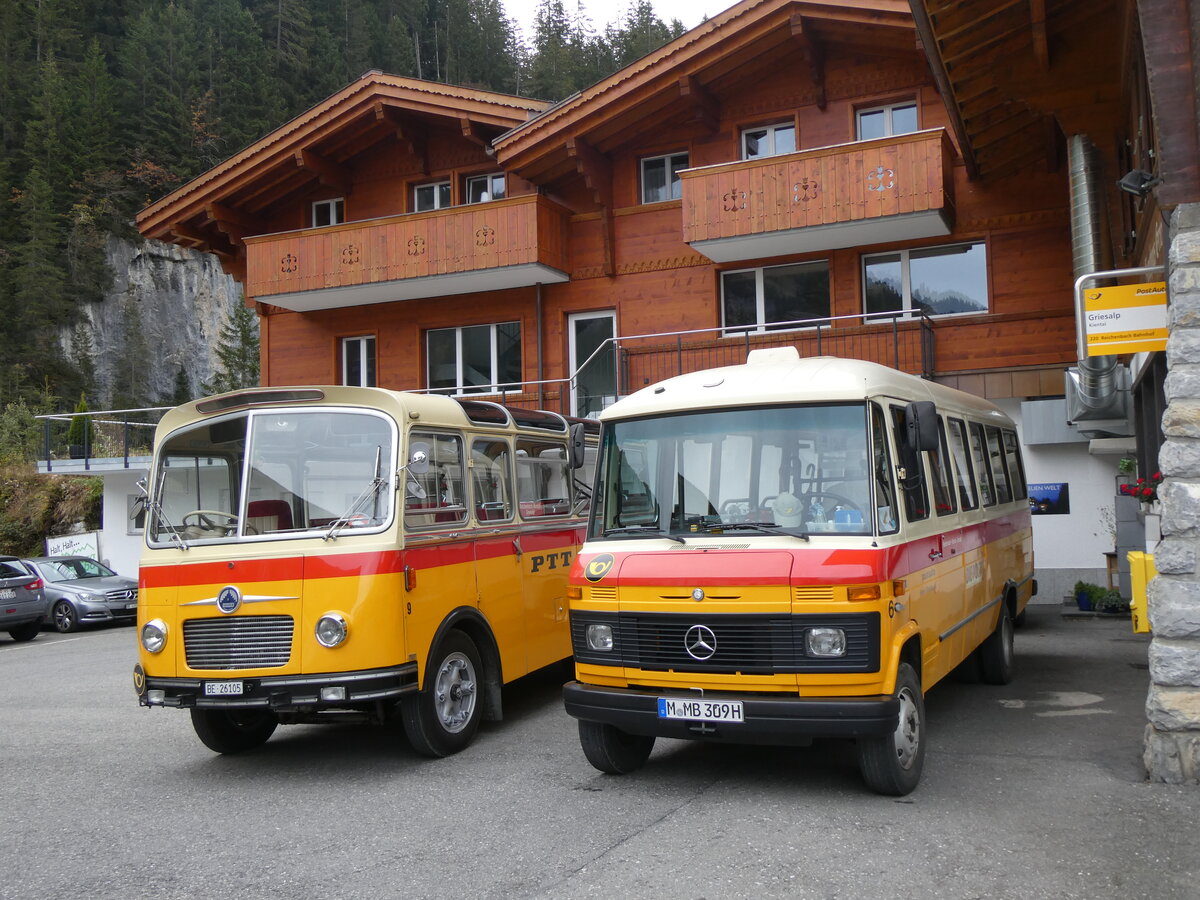 (268'137) - Aus Deutschland: Hahn, M�nchen - Nr. 6/M-MB 309H - Mercedes (ex M�ller, CH-Ennetmoos Nr. 6; ex Portenier, CH-Adelboden Nr. 6/PID 492; ex Geiger, CH-Adelboden Nr. 6) am 12. Oktober 2024 auf der Griesalp