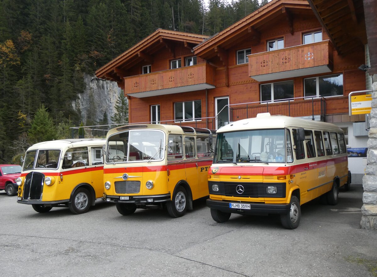 (268'139) - Aus Deutschland: Hahn, M�nchen - Nr. 6/M-MB 309H - Mercedes (ex M�ller, CH-Ennetmoos Nr. 6; ex Portenier, CH-Adelboden Nr. 6/PID 492; ex Geiger, CH-Adelboden Nr. 6) am 12. Oktober 2024 auf der Griesalp