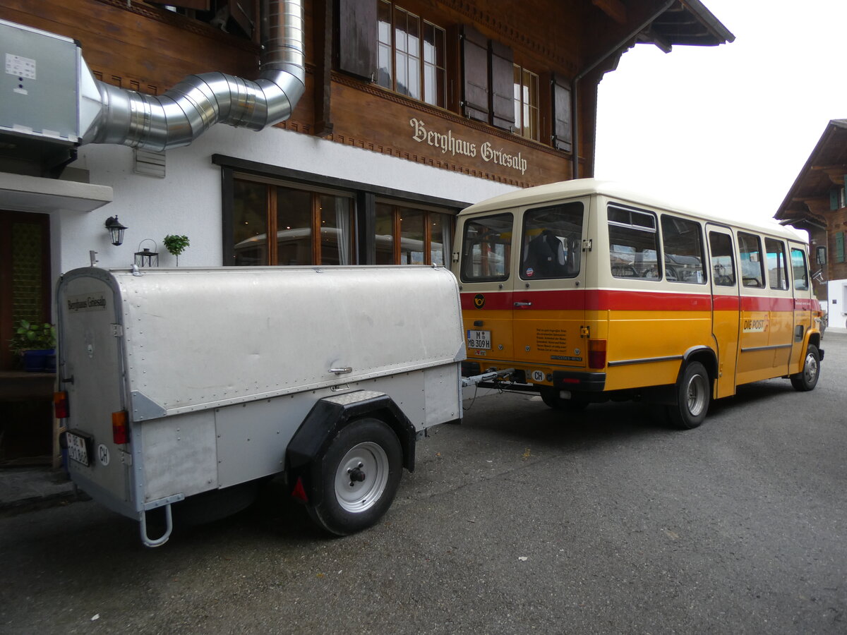 (268'148) - Aus Deutschland: Hahn, M�nchen - Nr. 6/M-MB 309H - Mercedes (ex M�ller, CH-Ennetmoos Nr. 6; ex Portenier, CH-Adelboden Nr. 6/PID 492; ex Geiger, CH-Adelboden Nr. 6) am 12. Oktober 2024 auf der Griesalp