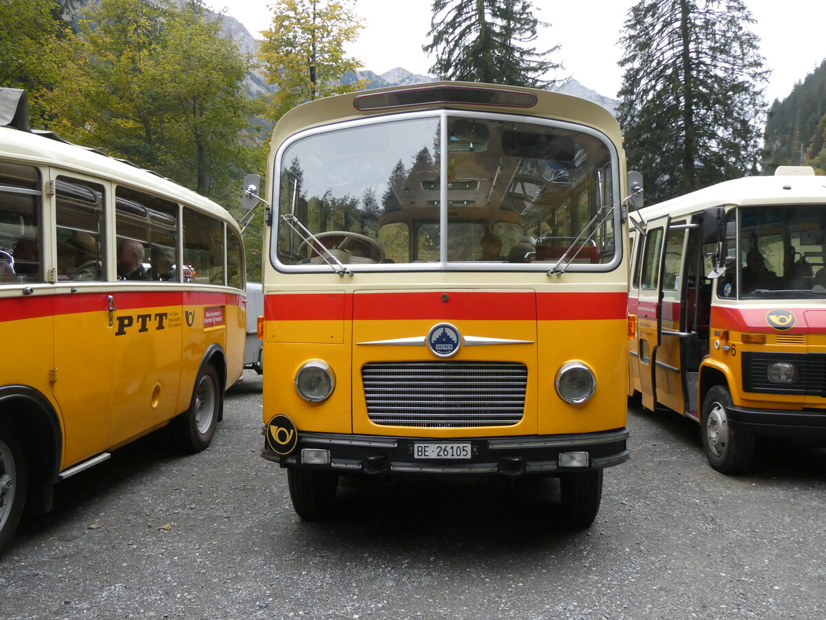 (268'173) - Schmid, Th�rishaus - Nr. 9/BE 26'105 - Saurer/R&J (ex Geiger, Adelboden Nr. 9) am 12. Oktober 2024 in Kiental, Tschingel