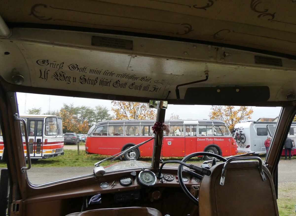 (268'694) - Aus der Schweiz: Lorenz, Lyssach - BE 2548 U - Saurer/Saurer (ex Geiger, Adelboden Nr. 8; ex P 1997) am 26. Oktober 2024 in Kintzheim, Cigoland (Innenaufnahme)