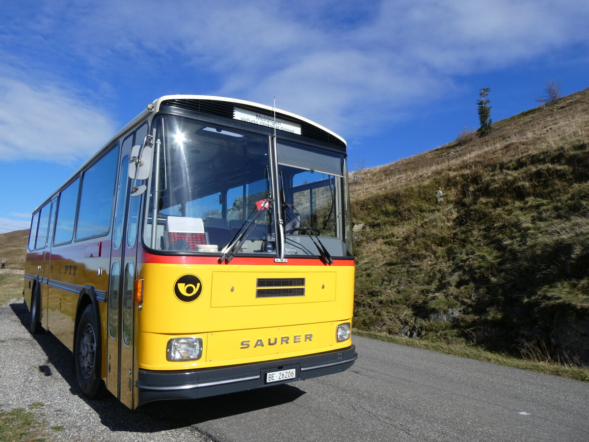 (268'753) - Aus der Schweiz: Schmid, Th�rishaus - BE 26'206 - Saurer/T�scher (ex P 24'244) am 27. Oktober 2024 bei Rothenbach