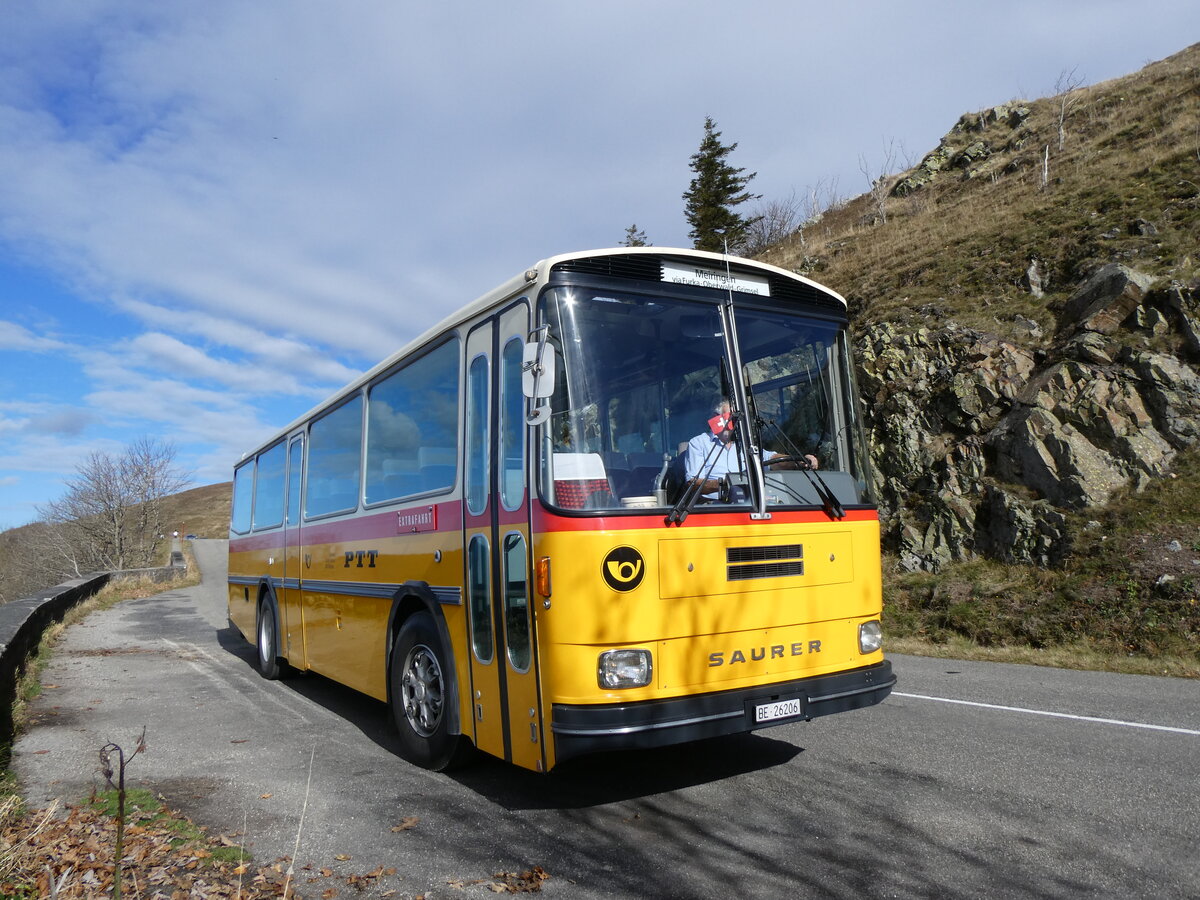 (268'766) - Aus der Schweiz: Schmid, Th�rishaus - BE 26'206 - Saurer/T�scher (ex P 24'244) am 27. Oktober 2024 bei Rothenbach