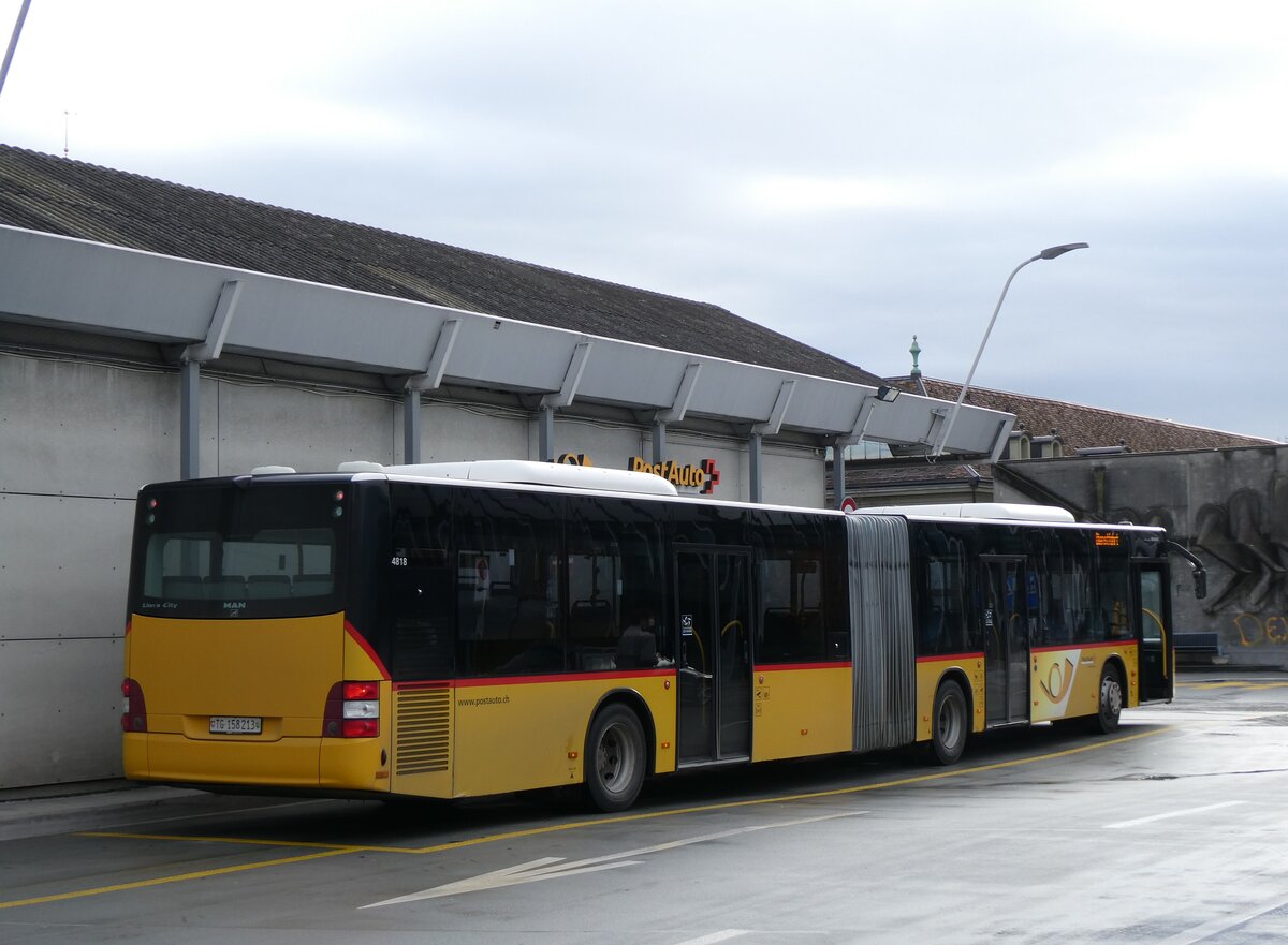 (269'598) - PostAuto Ostschweiz - TG 158'213/PID 4818 - MAN (ex PostAuto Graub�nden; ex PostAuto Ostschweiz SZ 68'458 + SZ 44'040; ex Kistler, Reichenburg) am 3. Dezember 2024 in Bern, Postautostation