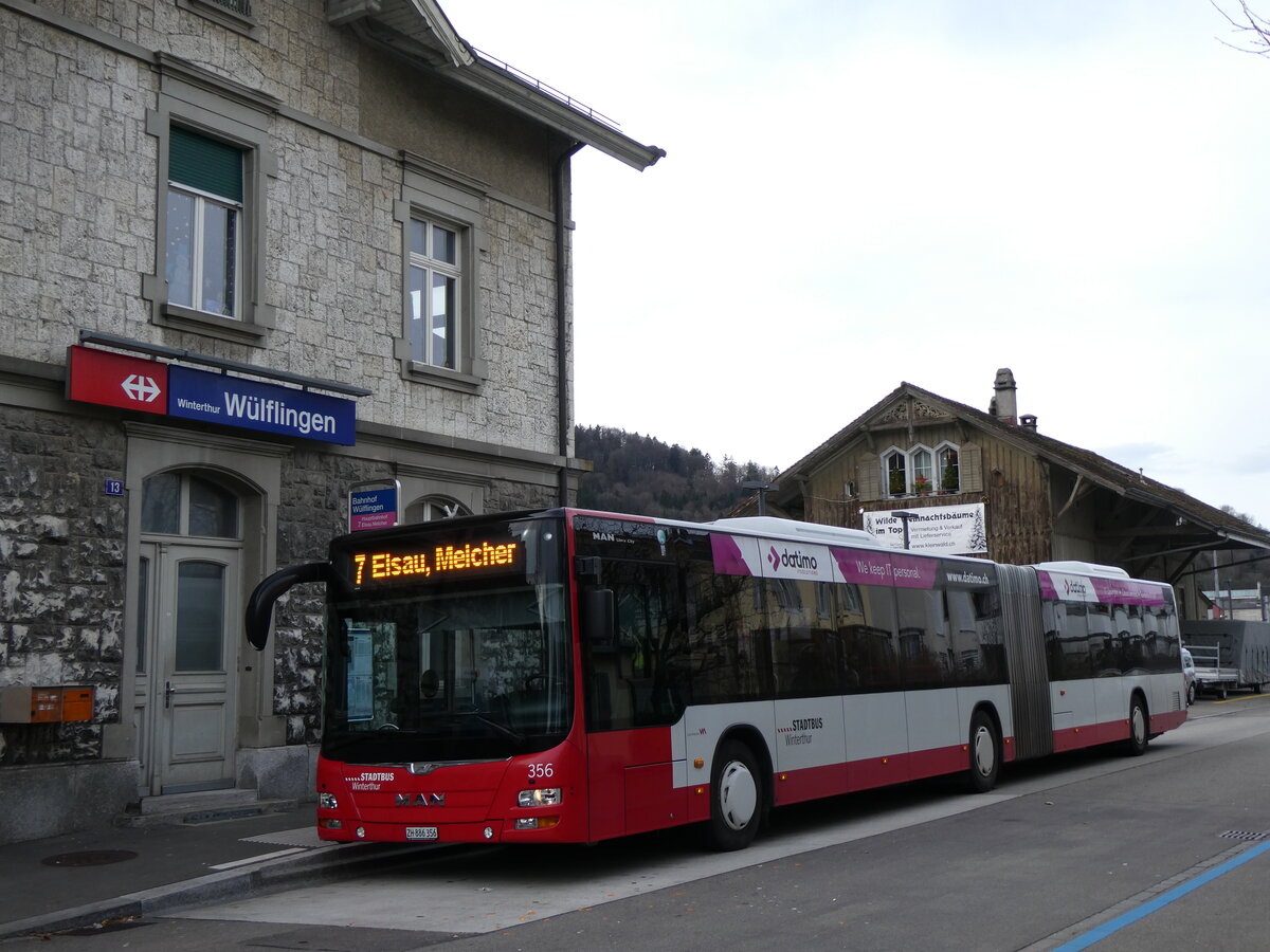 (269'652) - SW Winterthur - Nr. 356/ZH 886'356 - MAN am 7. Dezember 2024 beim Bahnhof Winterthur W�lflingen