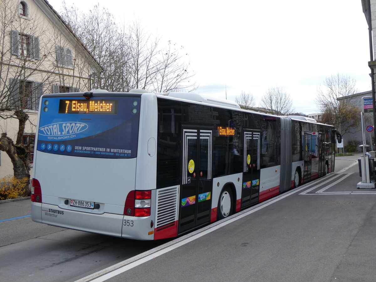 (269'685) - SW Winterthur - Nr. 353/ZH 886'353 - MAN am 7. Dezember 2024 beim Bahnhof Winterthur W�lflingen