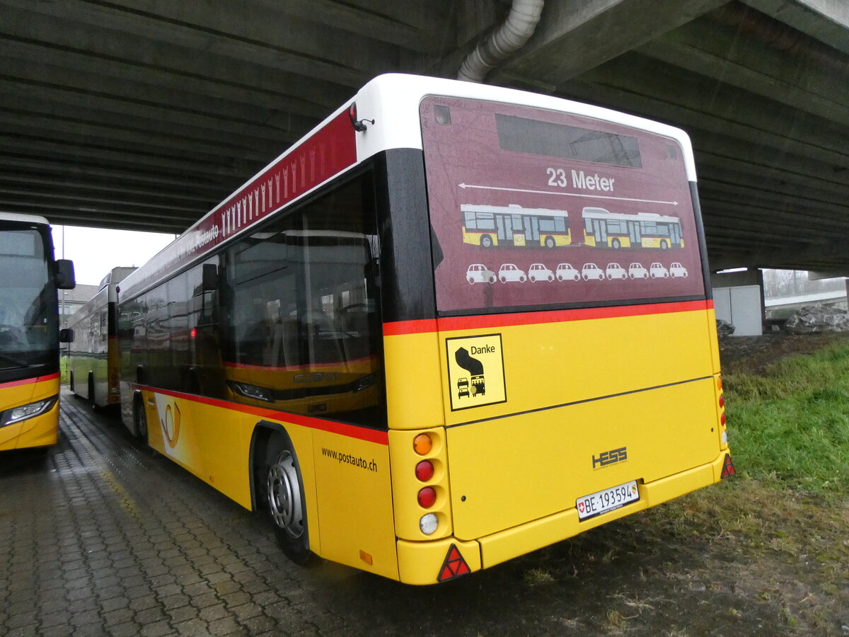 (270'121) - PostAuto Bern - BE 193'594/PID 5501 - Lanz+Marti/Hess Personenanh�nger (ex Klopfstein, Laupen) am 22. Dezember 2024 in Kerzers, Murtenstrasse