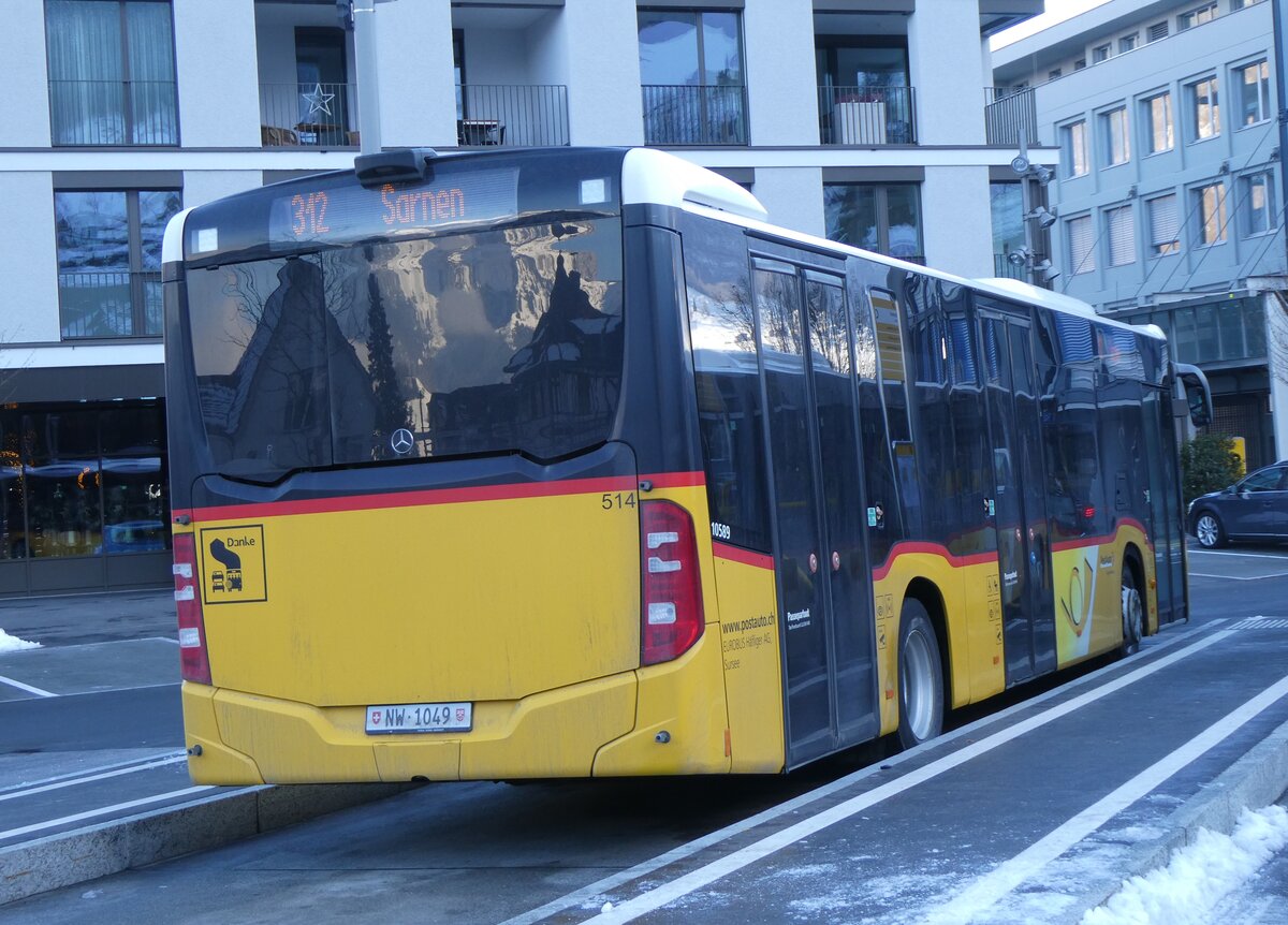 (270'228) - PostAuto Zentralschweiz - Nr. 514/NW 1049/PID 10'589 - Mercedes (ex H�fliger, Sursee Nr. 29) am 25. Dezember 2024 beim Bahnhof Stans