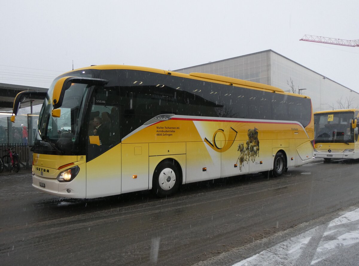 (270'858) - Tschannen, Zofingen - Nr. 23/AG 6683 - Setra (ex Slovak Lines, SK-Bratislava; ex Vorf�hrwagen EvoBus, D-Mannheim) am 11. Januar 2025 beim Bahnhof Frutigen