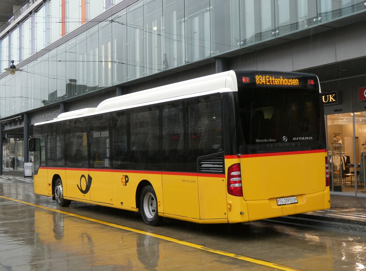 (271'892) - Rattin, Schlatt - TG 209'553/PID 4539 - Mercedes (ex Harz, D-Saarbr�cken; ex PostAuto Bern; ex AVG Meiringen Nr. 71) am 13. Februar 2025 beim Bahnhof Frauenfeld