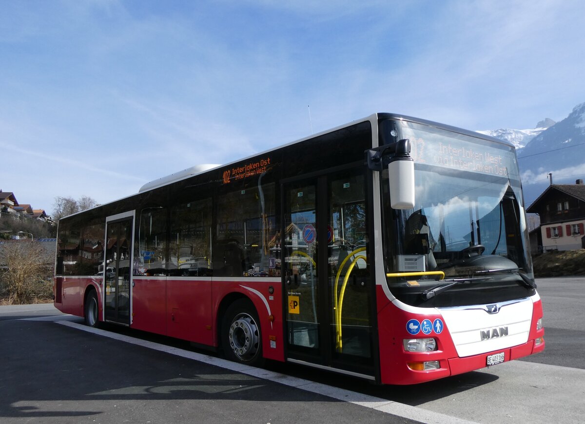 (272'194) - PostAuto Bern - BE 403'166/PID 12'336 - MAN (ex Dr. Richard, A-Wien Nr. 1411) am 17. Februar 2025 in Ringgenberg, S�ge