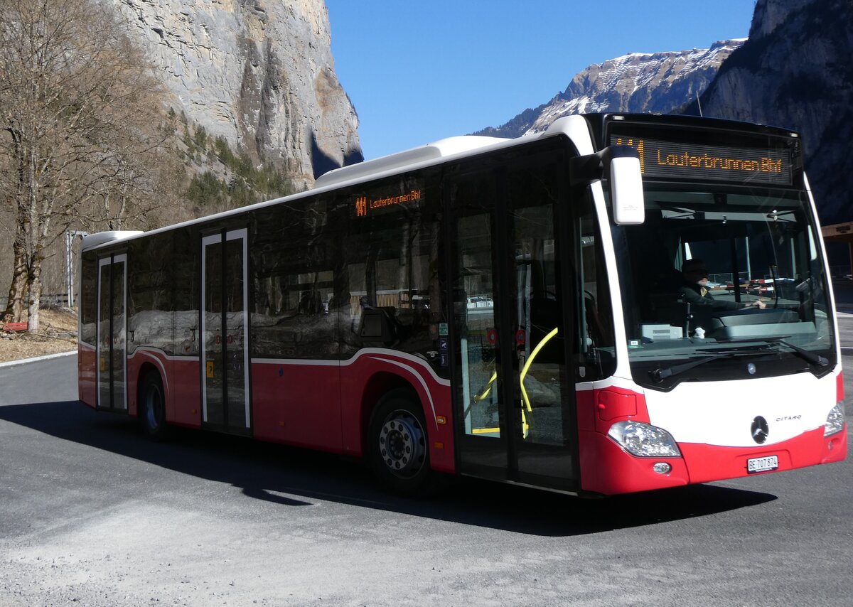 (272'693) - PostAuto Bern - BE 707'874/PID 12'319 - Mercedes (ex Wiener Linien, A-Wien Nr. 8163) am 8. M�rz 2025 in Stechelberg, Schilthornbahn