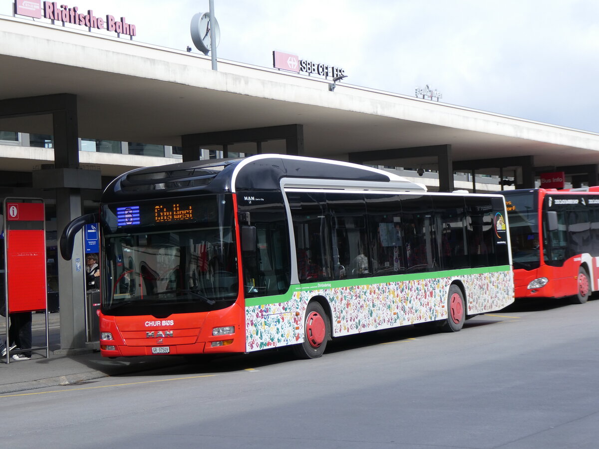 (272'910) - Chur Bus, Chur - Nr. 9/GR 97'509 - MAN am 14. M�rz 2025 beim Bahnhof Chur