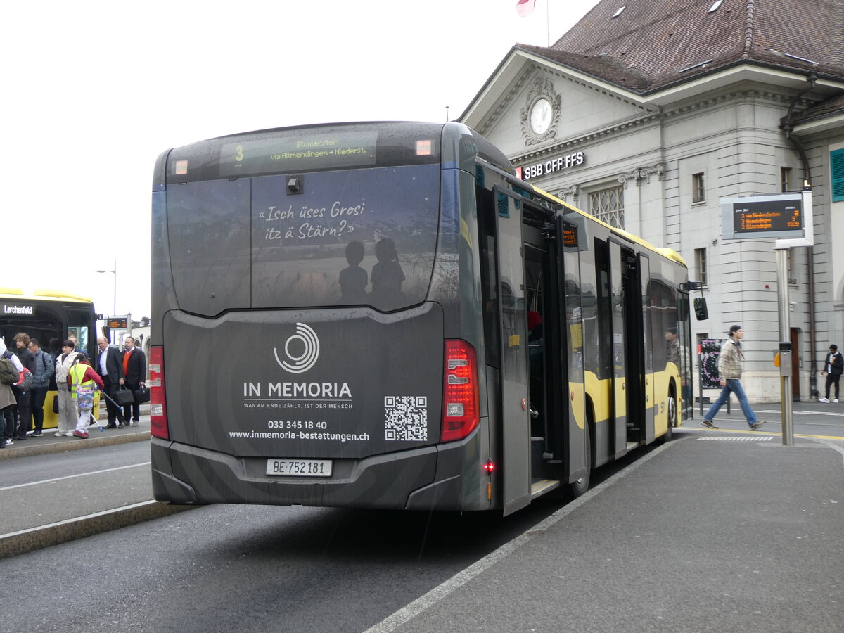 (273'180) - STI Thun - Nr. 181/BE 752'181 - Mercedes am 25. M�rz 2025 beim Bahnhof Thun