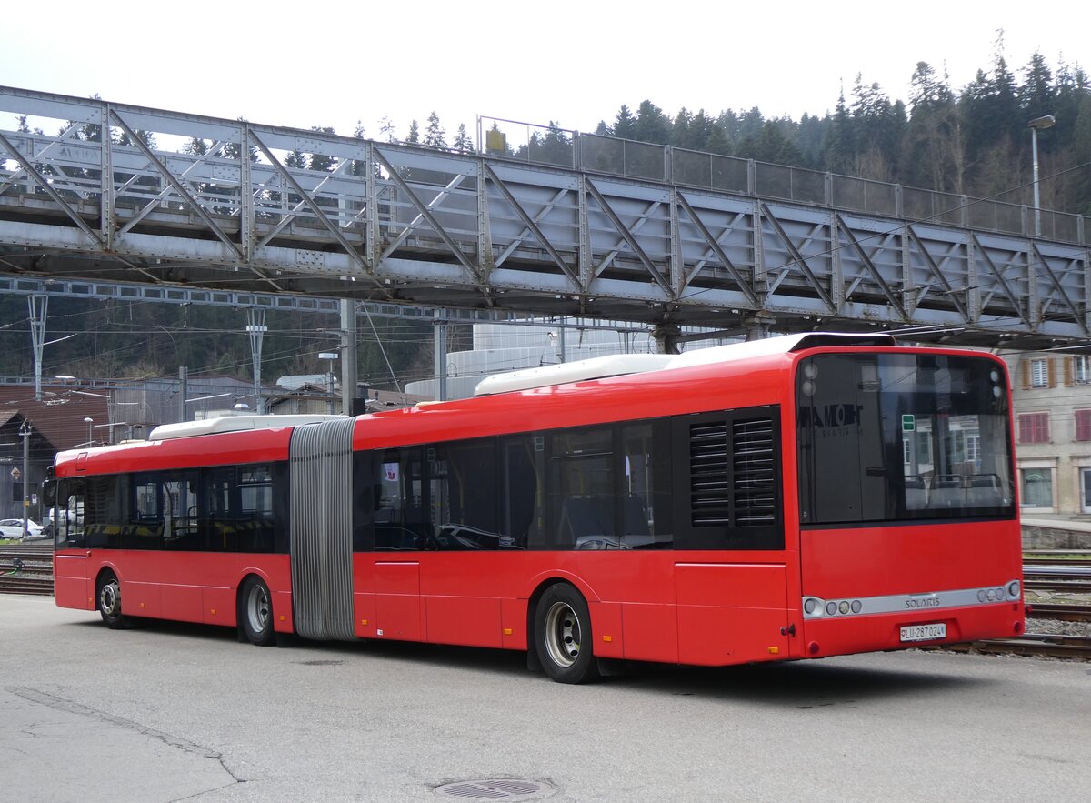 (273'458) - H�fliger, Sursee - Nr. 6/LU 287'024 - Solaris (ex LBB Obertiefenbach, D-Beselich; ex Dahmetal, D-Ratzeburg Nr. 326; ex SVP Pforzheim/D Nr. 217) am 31. M�rz 2025 beim Bahnhof Langnau 