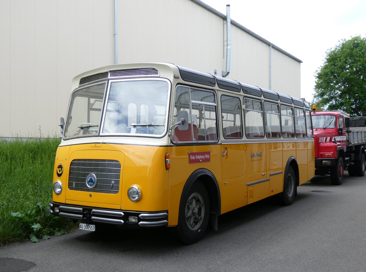 (274'551) - Streiff, Gelterkinden - AG 306'557 - Saurer/Gangloff (ex Oldie-Tours Z�risee, Wollerau; ex OTAG, Wald; ex Leibundgut, Obergoldbach; ex Krebs, Belpberg) am 3. Mai 2025 in Attikon, Wegm�ller