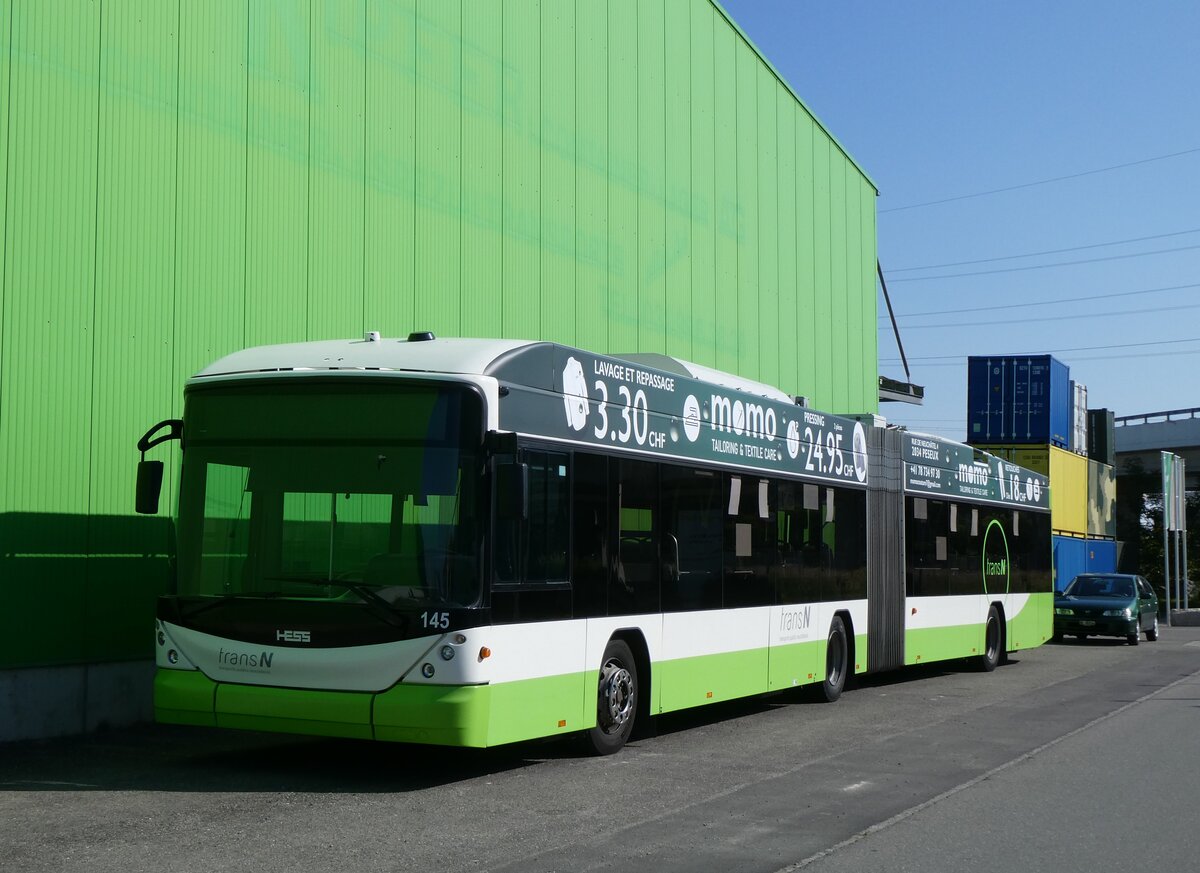 (275'695) - transN, La Chaux-de-Fonds - Nr. 145 - Hess/Hess Gelenktrolleybus (ex TN Neuch�tel Nr. 145) am 18. Mai 2025 in Kerzers, Interbus