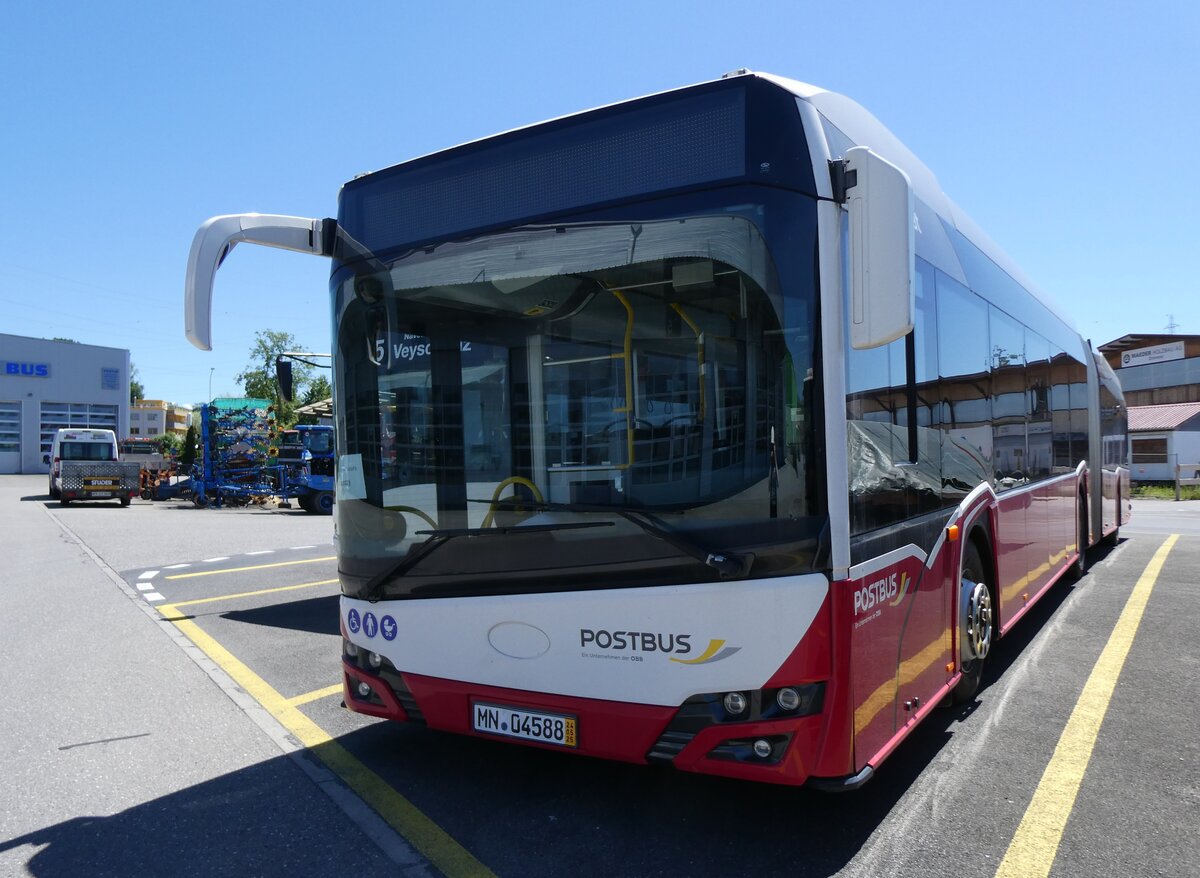 (276'072) - Aus Oesterreich: PostBus - MN 04'588 (BD 15'717) - Solaris am 30. Mai 2025 in Kerzers, Interbus (deutsches Kennzeichen)