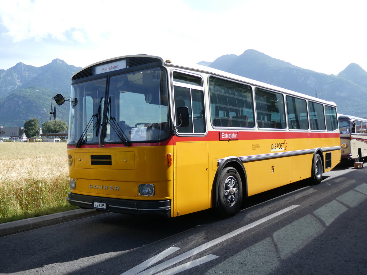 (276'614) - Gautschi, Suhr - AG 6835 - Saurer/T�scher (ex L�tscher, Neuheim Nr. 200/PID 2525; ex Cartek, Regensdorf; ex P 25'822) am 14. Juni 2025 in Aigle, Kolly SA