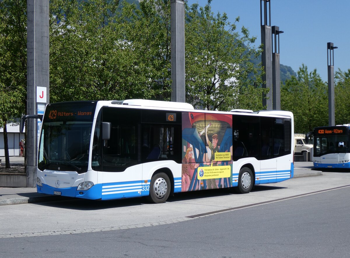 (277'146) - BSW Sargans - Nr. 332/SG 356'994 - Mercedes am 20. Juni 2025 beim Bahnhof Sargans