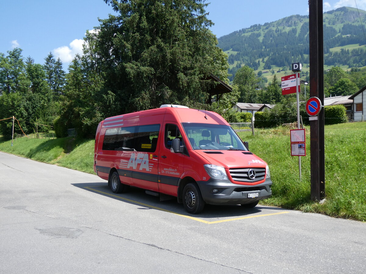 (277'174) - AFA Adelboden - Nr. 29/BE 173'525 - Mercedes am 21. Juni 2025 beim Bahnhof Lenk