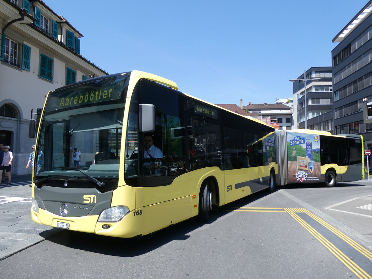 (277'217) - STI Thun - Nr. 168/BE 752'168 - Mercedes am 22. Juni 2025 beim Bahnhof Thun