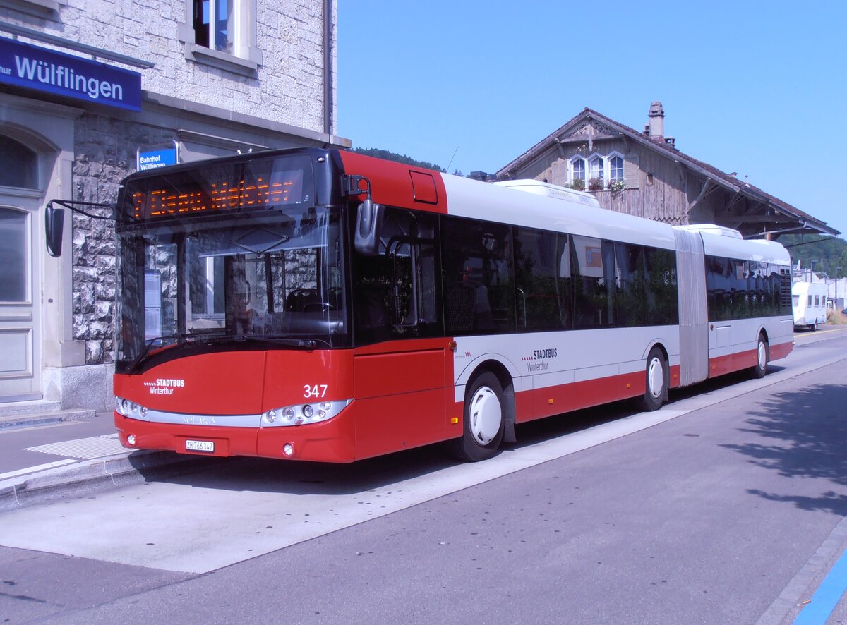 (277'592) - SW Winterthur - Nr. 347/ZH 766'347 - Solaris am 5. Juli 2025 beim Bahnhof Winterthur W�lflingen