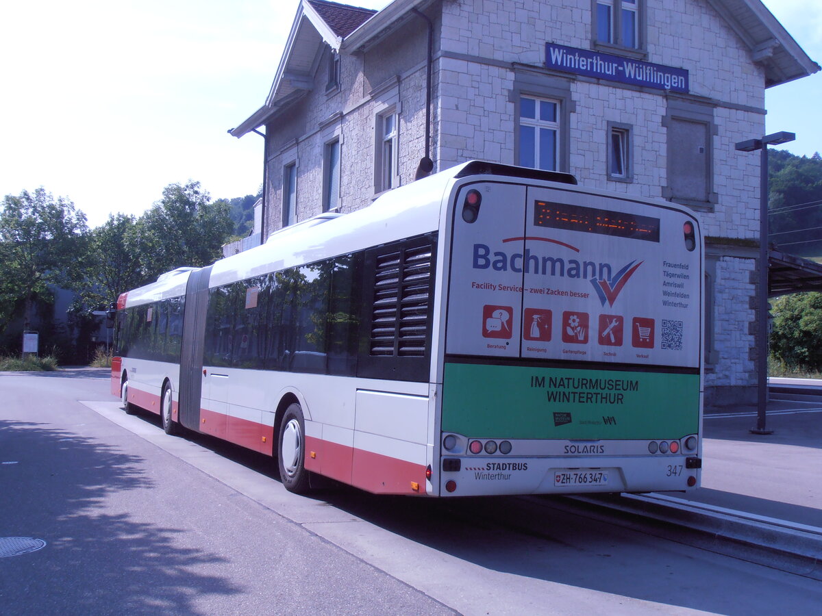 (277'593) - SW Winterthur - Nr. 347/ZH 766'347 - Solaris am 5. Juli 2025 beim BAhnhof Winterthur W�lflingen